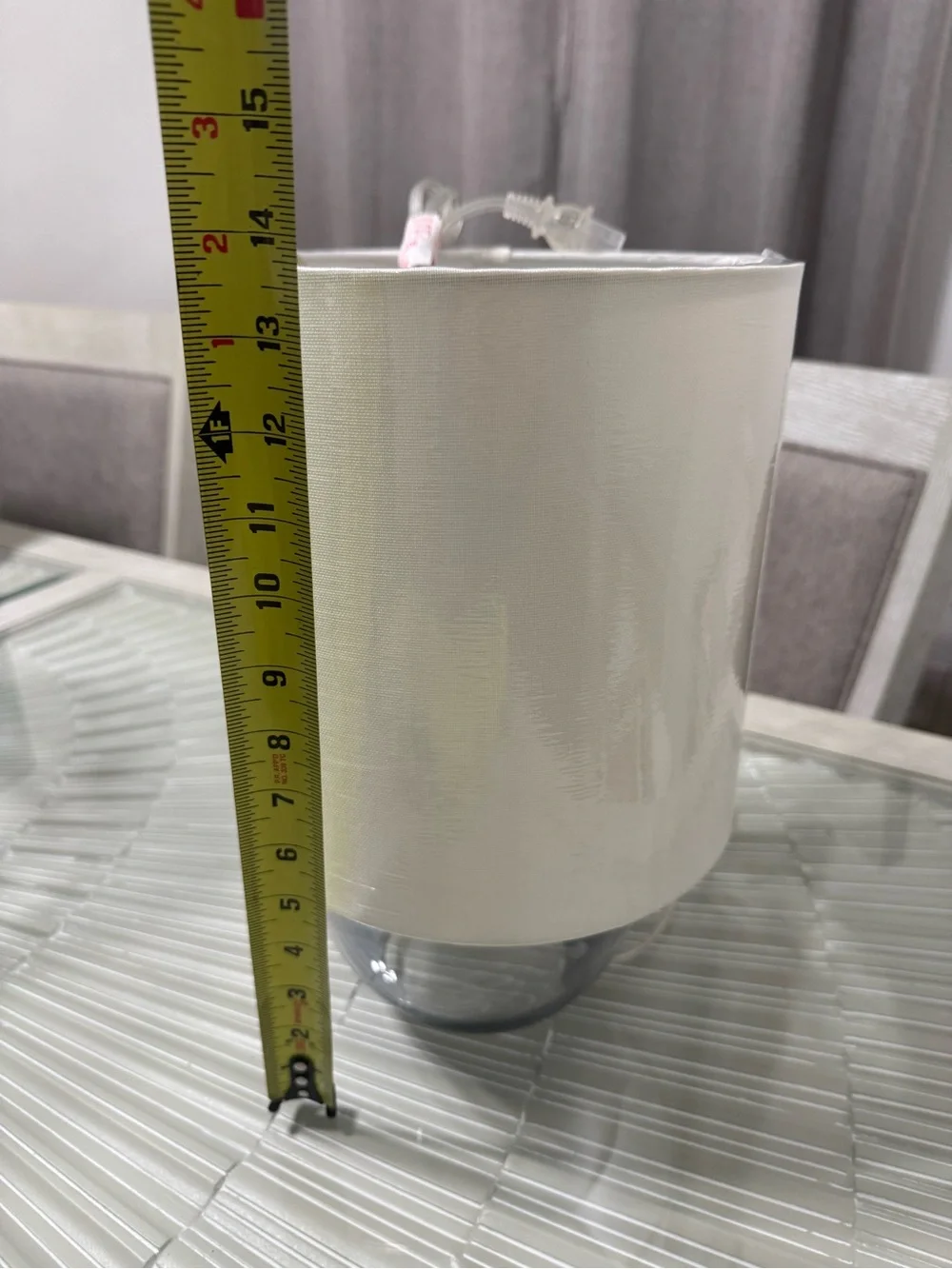 Gray/Blue Glass Table Lamp with White Shade